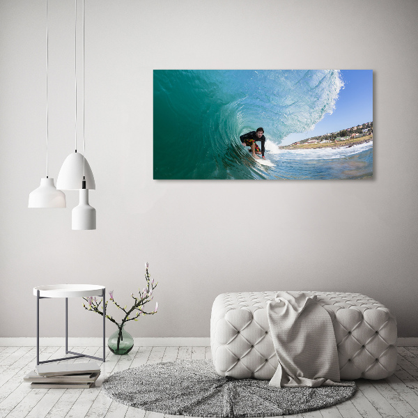 Foto op canvas Surfer op een golf