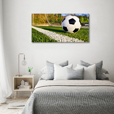 Canvas foto De bal ligt in het doel.