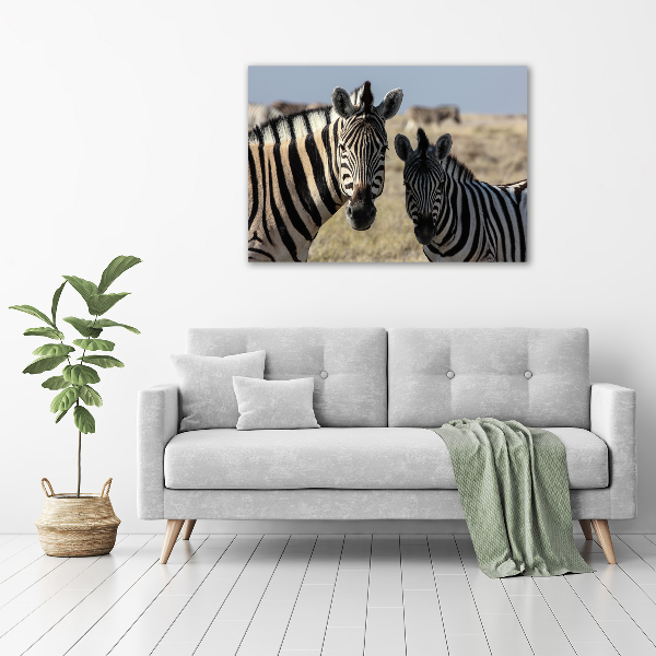 Canvas schilderij Twee zebra's