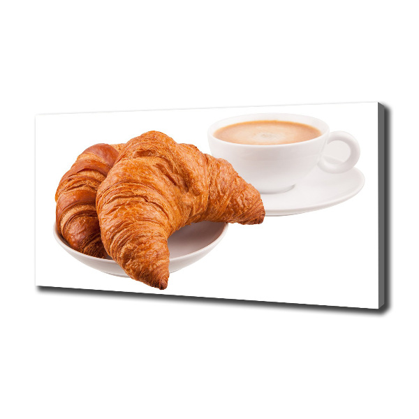 Foto op canvas Croissants en koffie