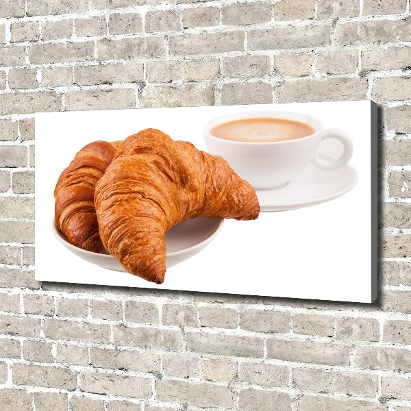 Foto op canvas Croissants en koffie