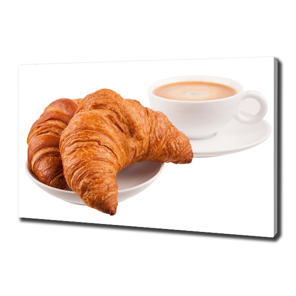 Foto op canvas Croissants en koffie