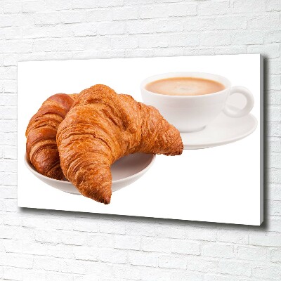 Foto op canvas Croissants en koffie