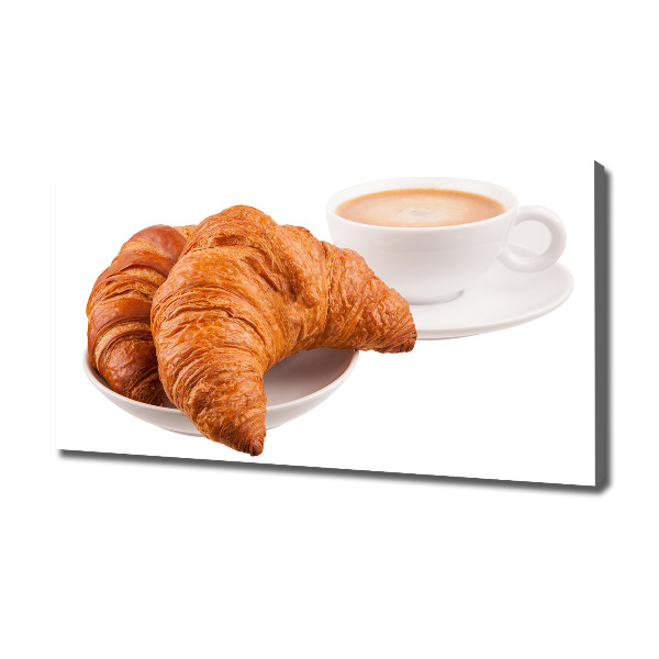 Foto op canvas Croissants en koffie