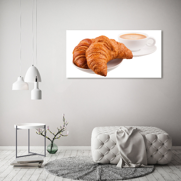 Foto op canvas Croissants en koffie