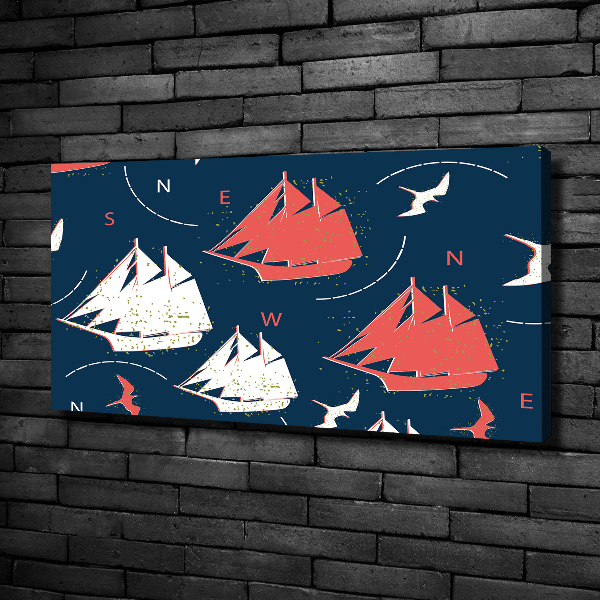 Foto op canvas Schepen zeevogels