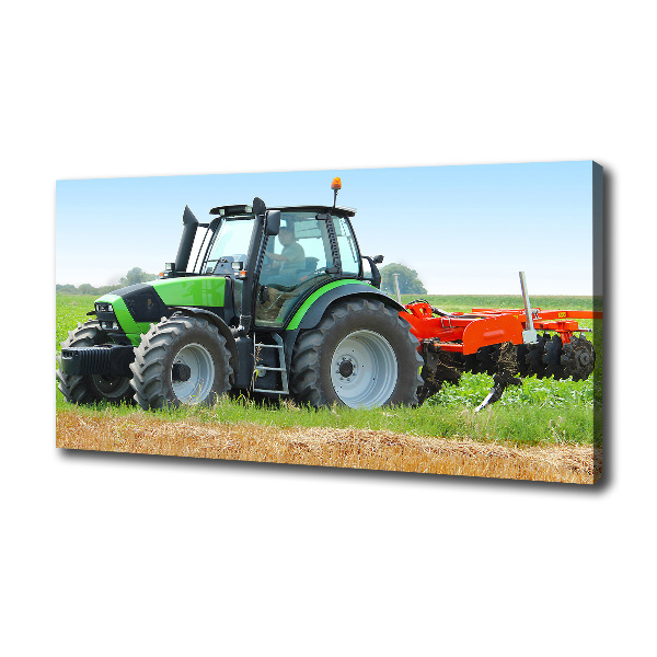 Canvas foto Tractor op het veld