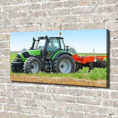 Canvas foto Tractor op het veld