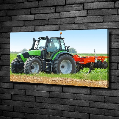 Canvas foto Tractor op het veld