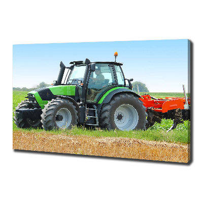 Canvas foto Tractor op het veld