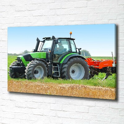 Canvas foto Tractor op het veld