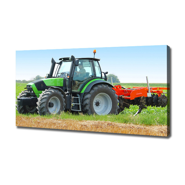 Canvas foto Tractor op het veld