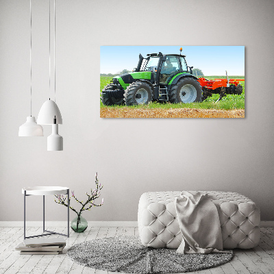 Canvas foto Tractor op het veld