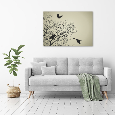 Canvas schilderij Kraaien in een boom