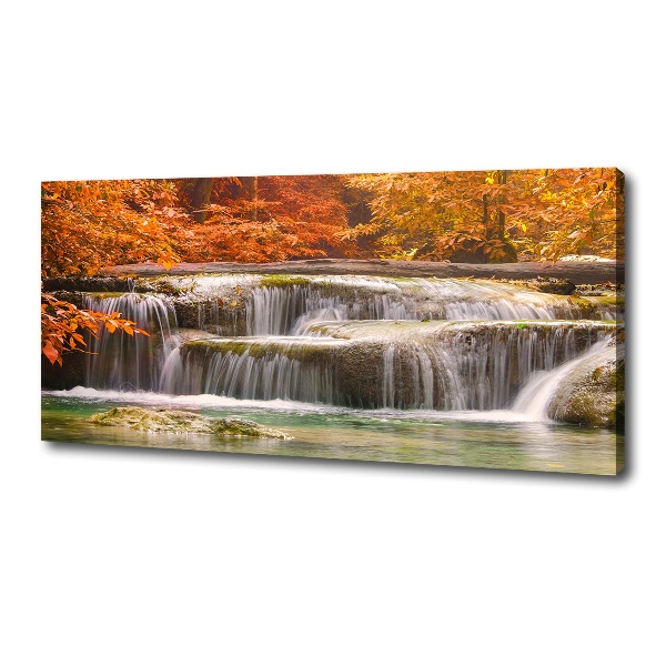 Foto canvas Waterval in de herfst