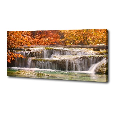 Foto canvas Waterval in de herfst