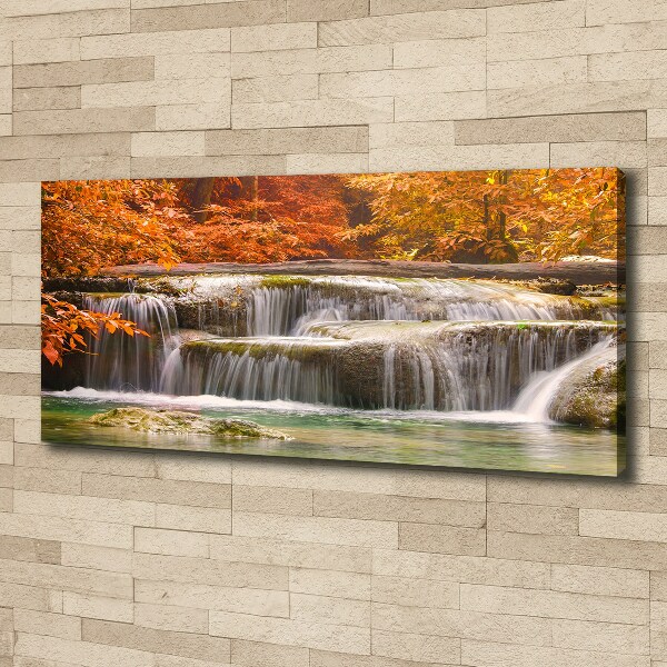 Foto canvas Waterval in de herfst