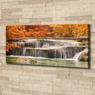 Foto canvas Waterval in de herfst