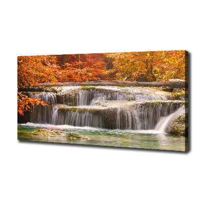 Foto canvas Waterval in de herfst