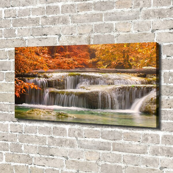 Foto canvas Waterval in de herfst