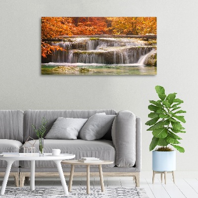 Foto canvas Waterval in de herfst