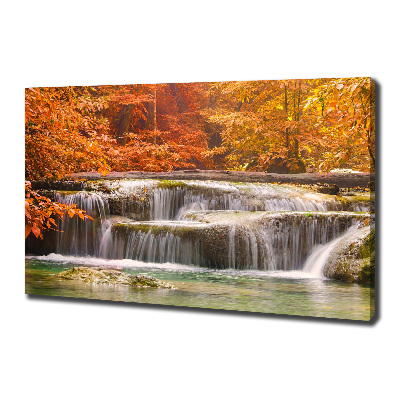 Foto canvas Waterval in de herfst