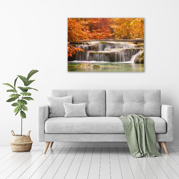 Foto canvas Waterval in de herfst
