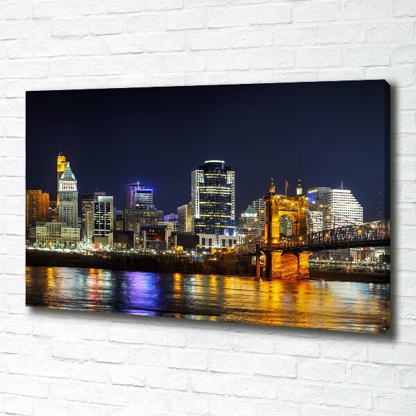 Canvas schilderij De Ohio-rivier 's nachts