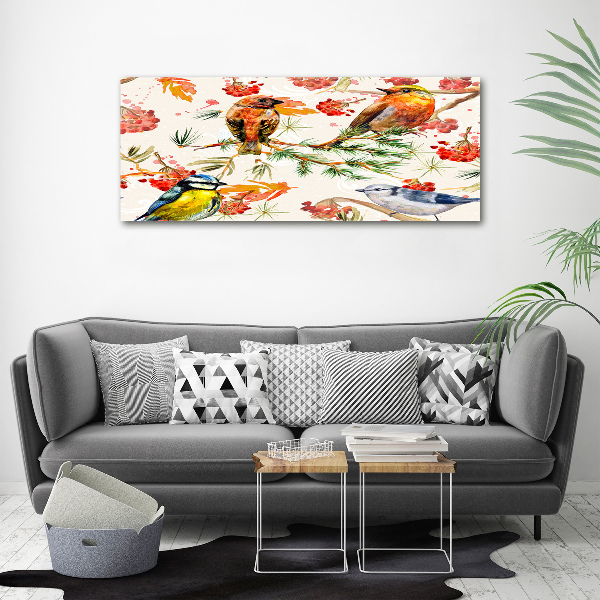 Foto canvas Naaldhoutbomen en vogels