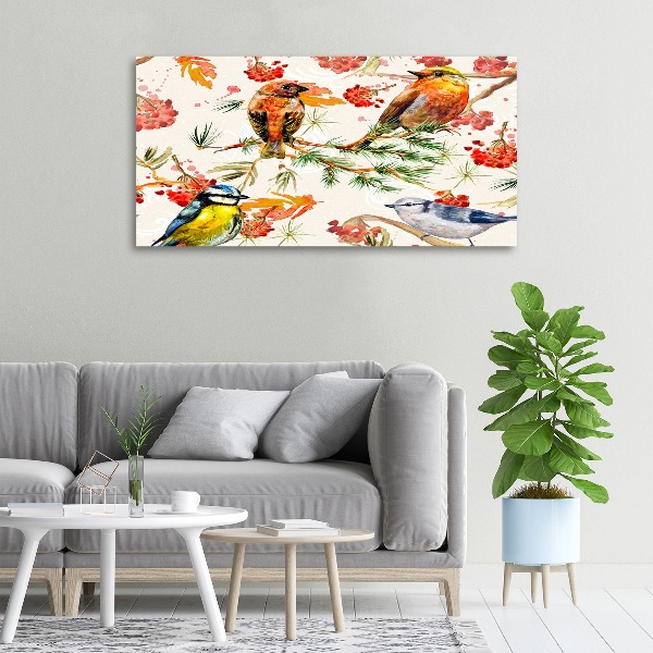 Foto canvas Naaldhoutbomen en vogels