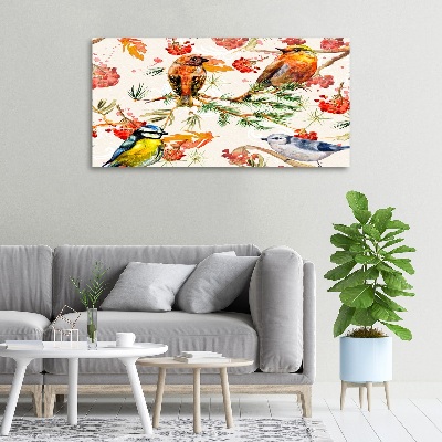 Foto canvas Naaldhoutbomen en vogels