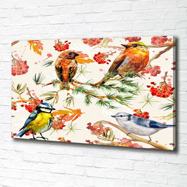 Foto canvas Naaldhoutbomen en vogels