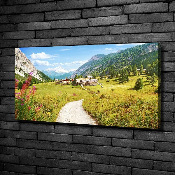 Canvas schilderij Weide in de Alpen