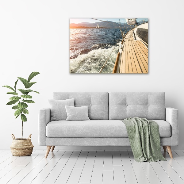 Foto op canvas Een zeilboot op zee