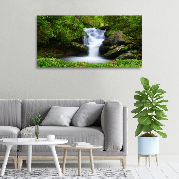 Canvas foto Waterval in het bos