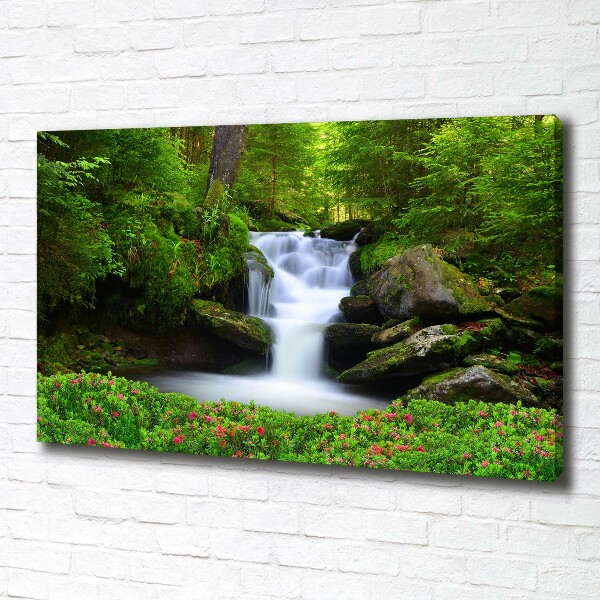 Canvas foto Waterval in het bos