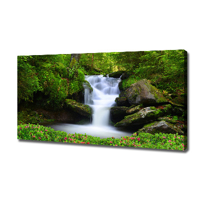 Canvas foto Waterval in het bos