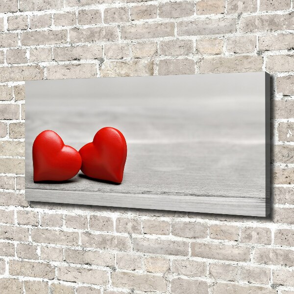 Canvas foto Harten op hout