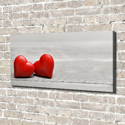 Canvas foto Harten op hout