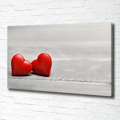 Canvas foto Harten op hout