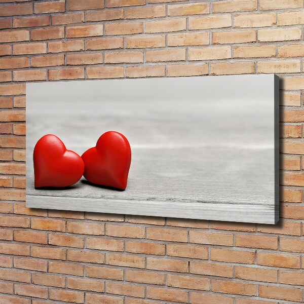 Canvas foto Harten op hout