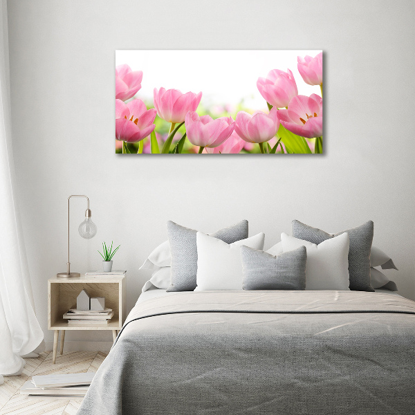 Schilderij op canvas Roze tulpen