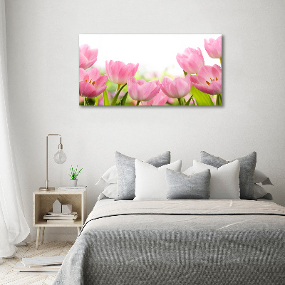 Schilderij op canvas Roze tulpen