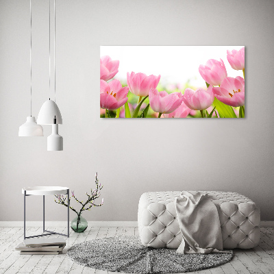 Schilderij op canvas Roze tulpen