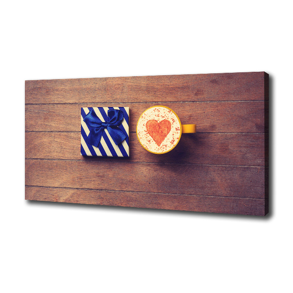 Foto op canvas Koffie en een cadeautje