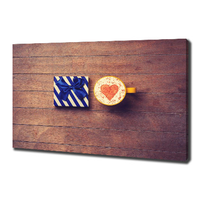 Foto op canvas Koffie en een cadeautje