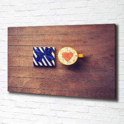 Foto op canvas Koffie en een cadeautje