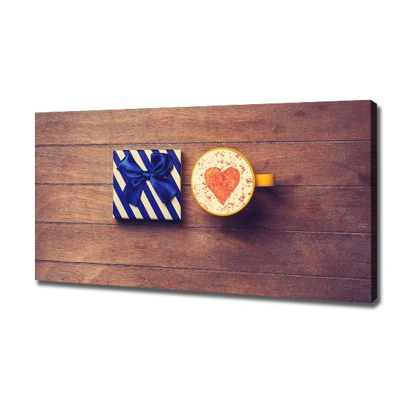 Foto op canvas Koffie en een cadeautje
