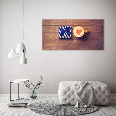 Foto op canvas Koffie en een cadeautje