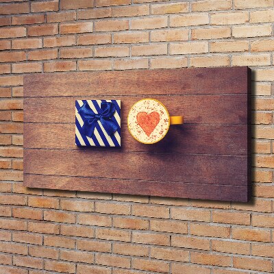 Foto op canvas Koffie en een cadeautje